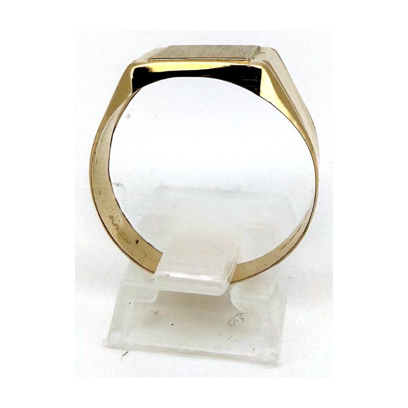 Anillo anillo sello cuadrado raya lat de oro 18k talla 26